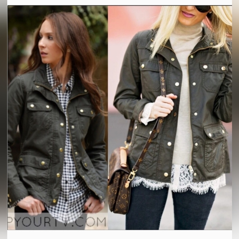 J Crew Downtown Field Waxed Jacket 19034 Mossy Brown Cotton M